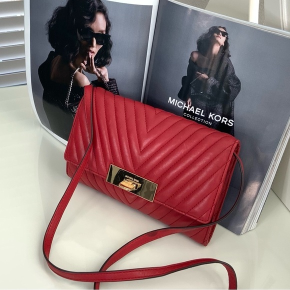 MICHAEL Michael Kors Handbags - Michael Kors Quilted Red Leather Crossbody Bag